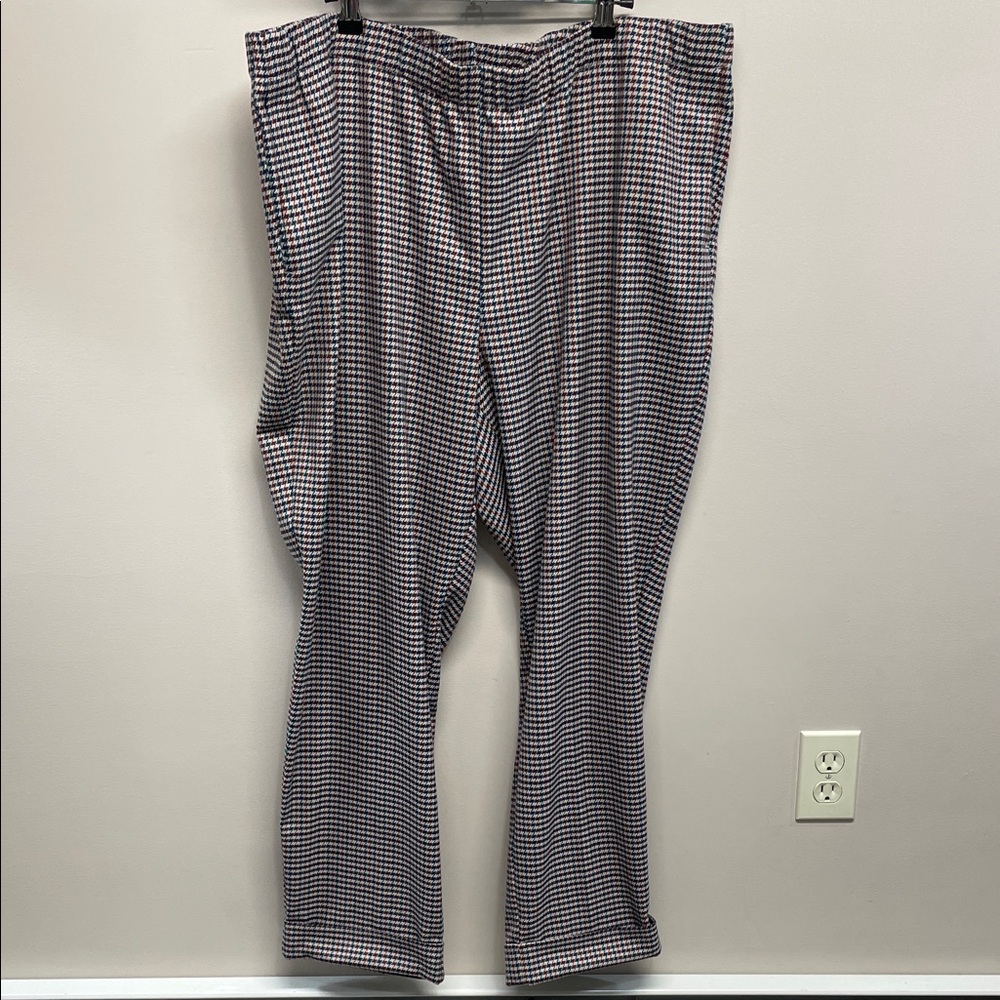 NWOT J. Jill Pull On Straight Leg Houndstooth Plaid Cuffed Trouser Pants 24